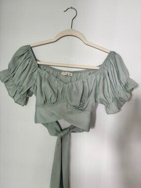Isabella's Cabinet Sage Green Satin Top - Excellent Condition